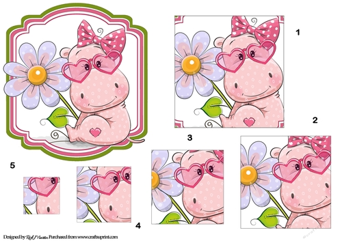 7X7 Happy Hippo Square Pyramage Sheet 