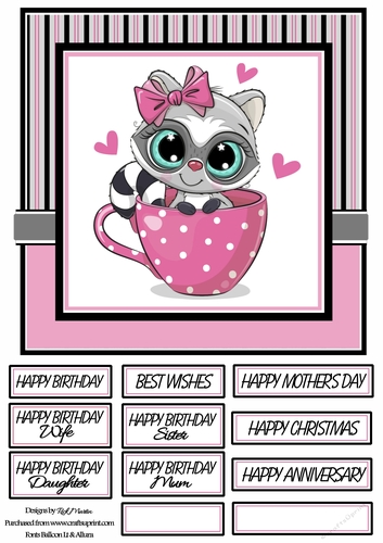 8x8 Cup of Love Card Front -with female sentiments 