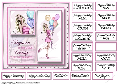 7X7 Elegance is the only beauty Card Front with mixed sentiments
