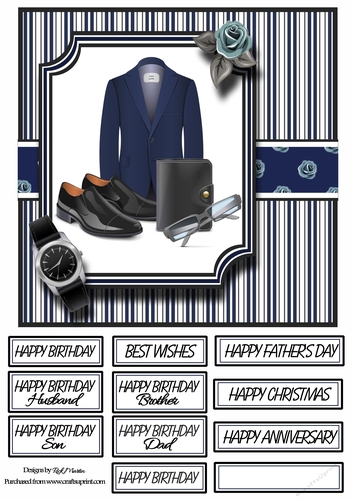 8X8 Male Accessories Card Front with mixed sentiments