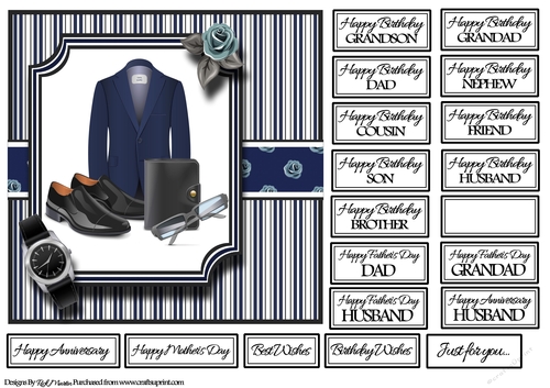 7X7 Male Accessories Card Front with mixed sentiments