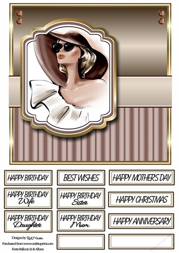8x8 Lady in Hat Card Front with sentiments
