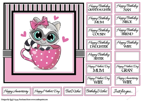 7X7 Cup of Love Card Front with sentiments 