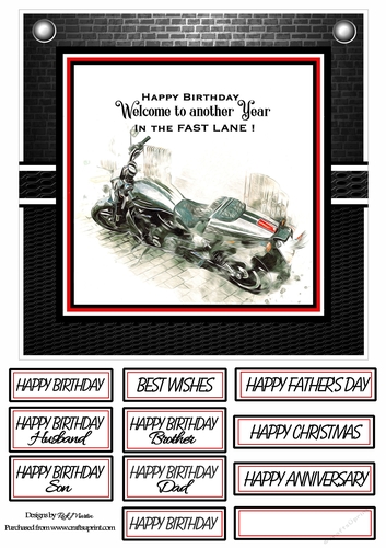 8x8 In the Fast Lane 1 Red - Cardfront with sentiments