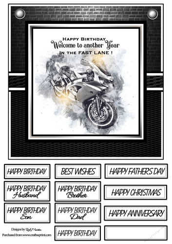 8x8 In the Fast Lane Grey - Cardfront with sentiments