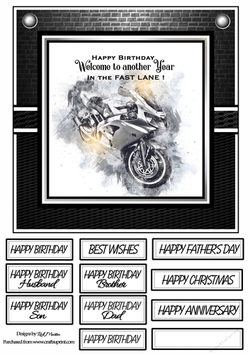 8x8 In the Fast Lane Silver - Cardfront with sentiments