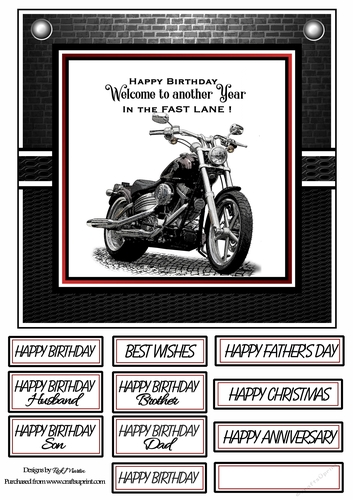 8x8 In the fast lane 7 - Card Front with sentiments 