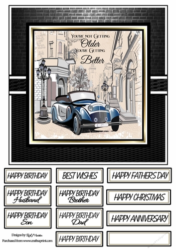 8x8 Not older just better - Card Front with sentiments 