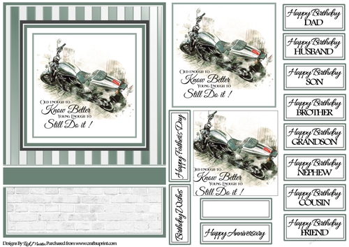 A5 Old enough to know better Card Front with Toppers and sentiments 