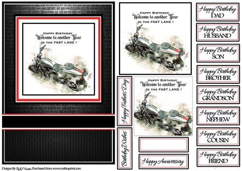 A5 In the fast lane Red Card Front with Toppers and sentiments 