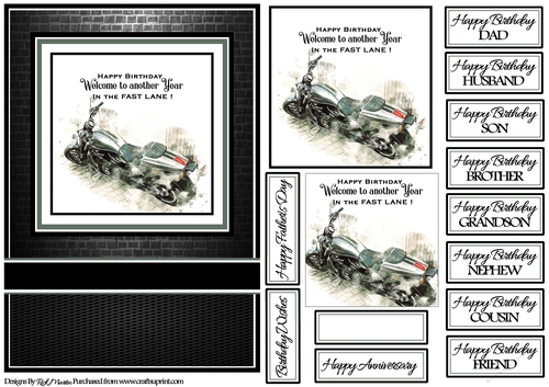A5 In the fast lane Red Card Front with Toppers and sentiments 