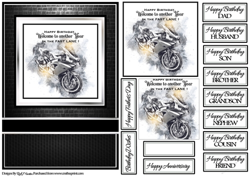 A5 In the fast lane Red Card Front with Toppers and sentiments 