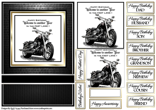 A5 Life in the fast lane Card Front with toppers and sentiments 