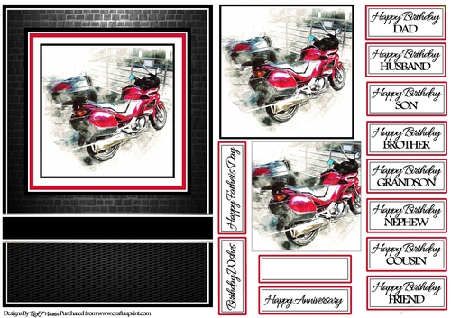 A5 Red Racing Car Card Front with toppers and sentiments 