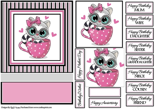 A5 Cup of Love Card Front with toppers and sentiments 