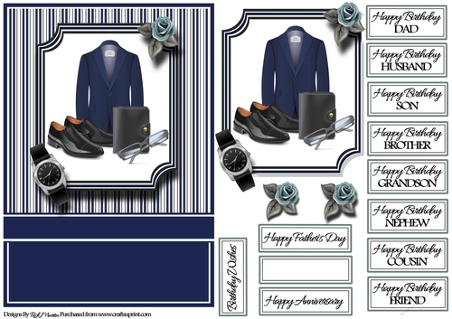 A5 Male Accessories Card Front with toppers and sentiments 