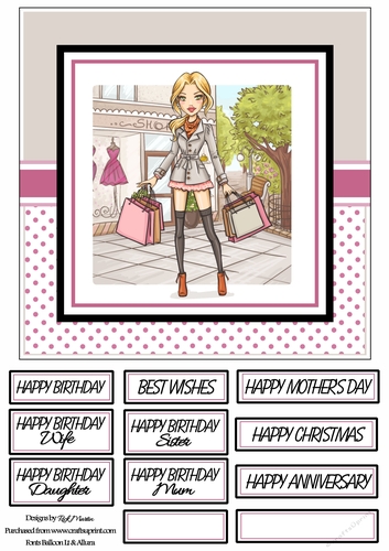 8x8 I Love my Shopping Card Front with sentiments 