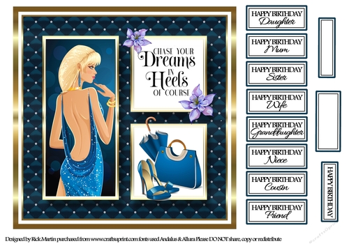 8x8 Chase your dreams Card Front with sentiments 