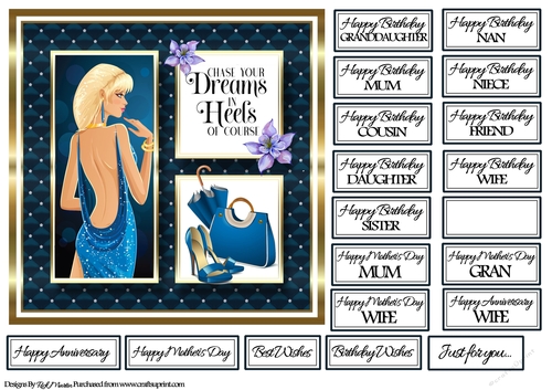 7x7 Chase Your dreams Card Front with sentiments 