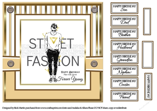 8x8 Forever Young Street Fashion Card Front with sentiments 