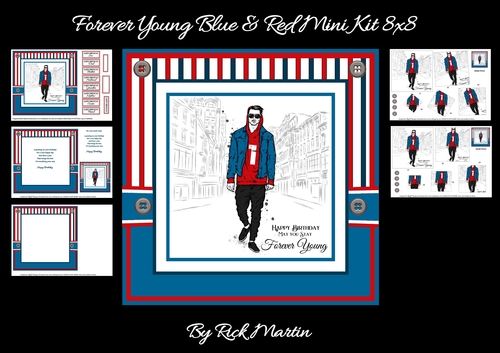 8x8 Forever Young Red & Blue Mini Kit - x5 A4 sheets 