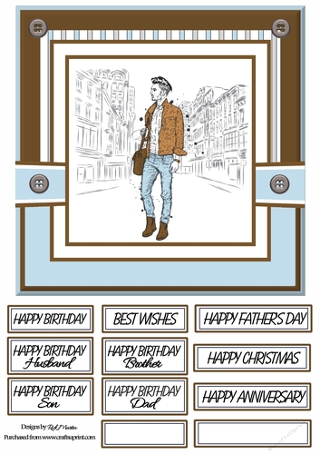 8x8 Forever Young Brown Card Front with sentiments 