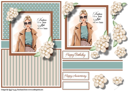 A5 I Possess Style Card Front with Topper Decoupage & Sentiments 