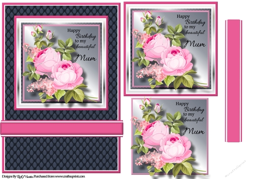 A5 Beautiful Mum Card Front with Toppers 