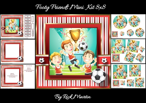 8x8 Footy Friends Mini Kit - x6 A4 sheets