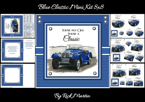 8x8 Classic Blue Mini Kit - x6 A4 sheets  