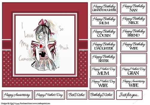 7x7 I Love my camera Card Front with sentiments 