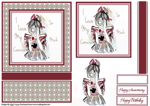 A5 I Love my camera Card Front with sentiments 