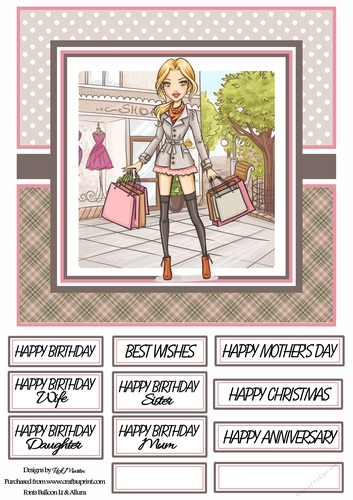 8x8 I Love my Shopping Card Front with sentiments 