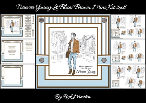 8x8 Forever Young Lt Blue n Brown Mini Kit 