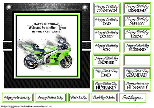 7x7 In The Fast Lane Card Front with sentiments 