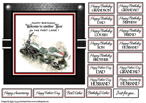 7x7 In The Fast Lane Red Card Front with sentiments 