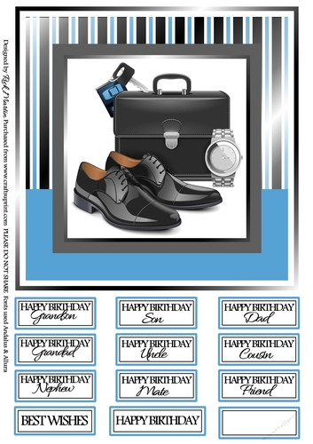 8x8 Mens Briefcase Card Front and sentiments 