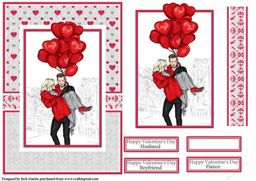 A5 Just you and Me Valentine Card Front with Topper and sentiments 