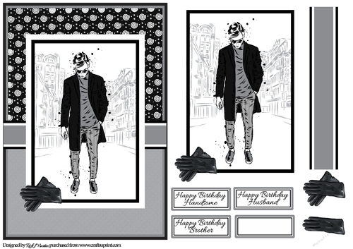 A5 Handsome 2 Card Front Topper and sentiments 