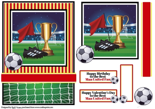 A5 Manchester United Premier League Card Front Topper and sentiments 