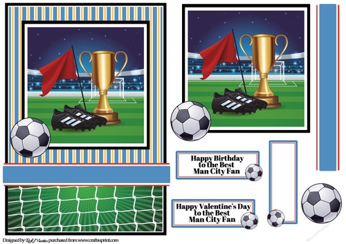 A5 Manchester City Premier League Card Front Topper and sentiments 