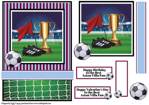 A5 Aston Villa Premier League Card Front Topper and sentiments 