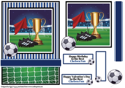 A5 Chelsea Premier League Card Front Topper and sentiments