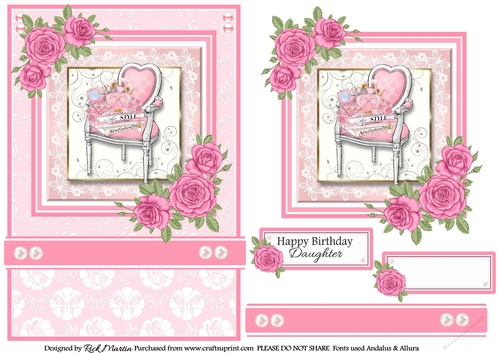 A5 Pinkaholic 10 Card Front, Topper and sentiments 