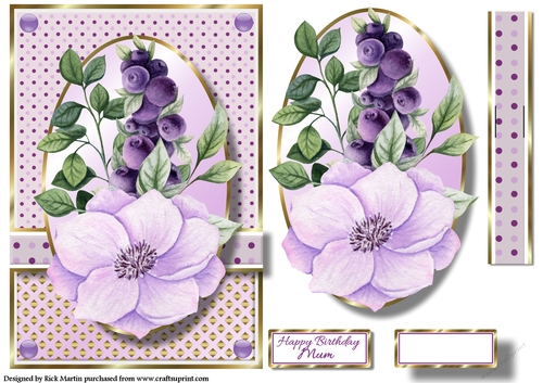 A5 Feathers & Flowers Card Front, Topper and sentiments 