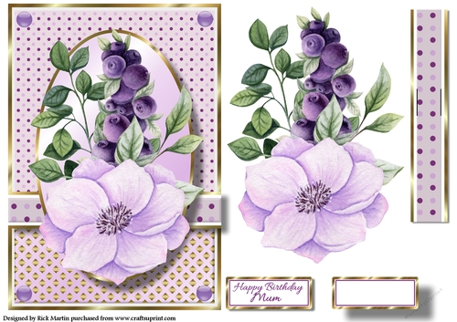 A5 Feathers & Flowers Card Front, Decoupage and sentiments 