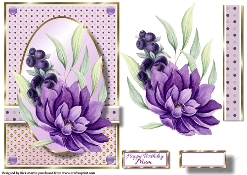 A5 Feathers & Flowers 3 Card Front, Decoupage and sentiments 
