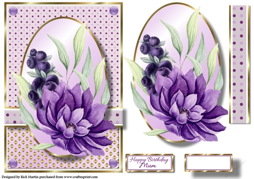 A5 Feathers & Flowers 3 Card Front, Topper and sentiments 