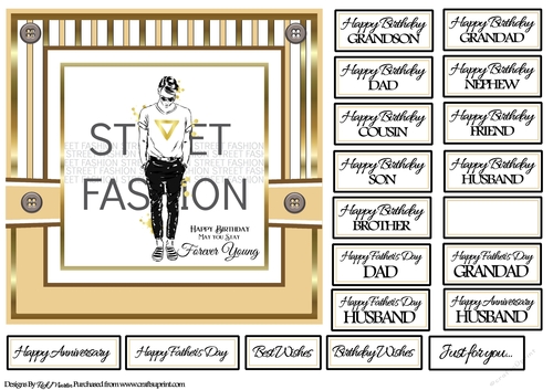 7x7 Street Fashion Card Front with sentiments 