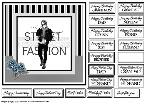 7x7 Street Fashion 2 Card Front with sentiments 
